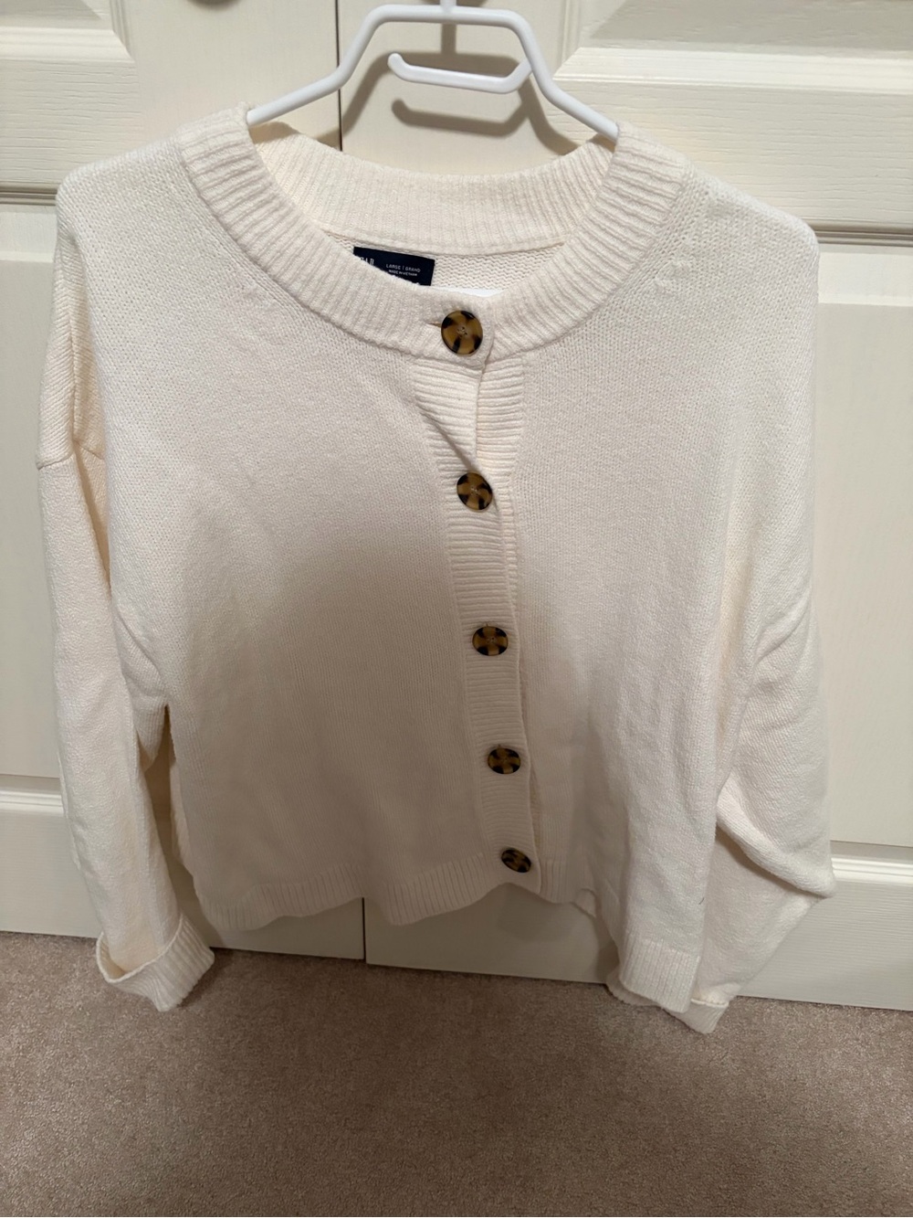 Women's Cream Button-Front Knit Sweater